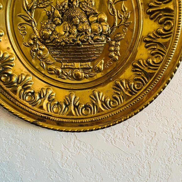 Vintage Brass Wall Decor Fruit Cottagecore 80s Gallery Wall 12" England European - Picture 3 of 4